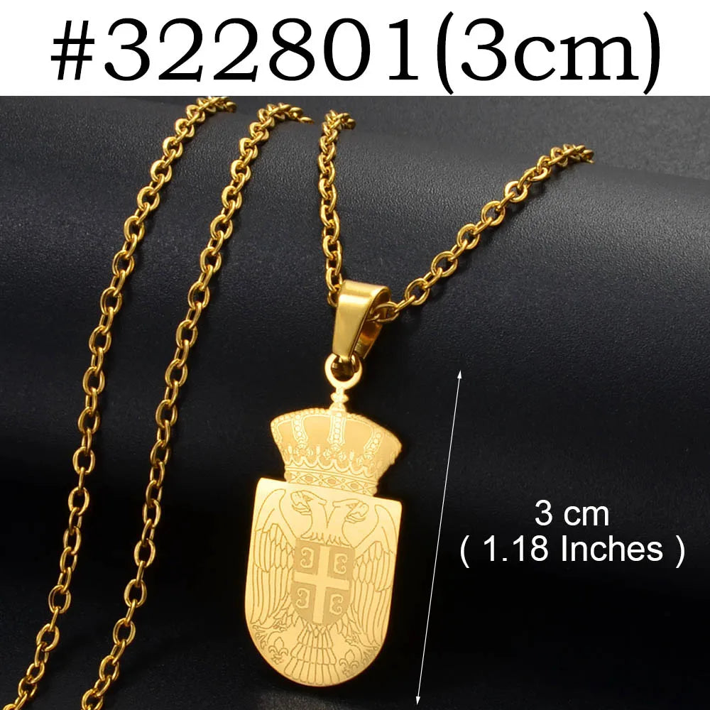 Anniyoc Republika Srbija Map Flag Pendant Necklaces