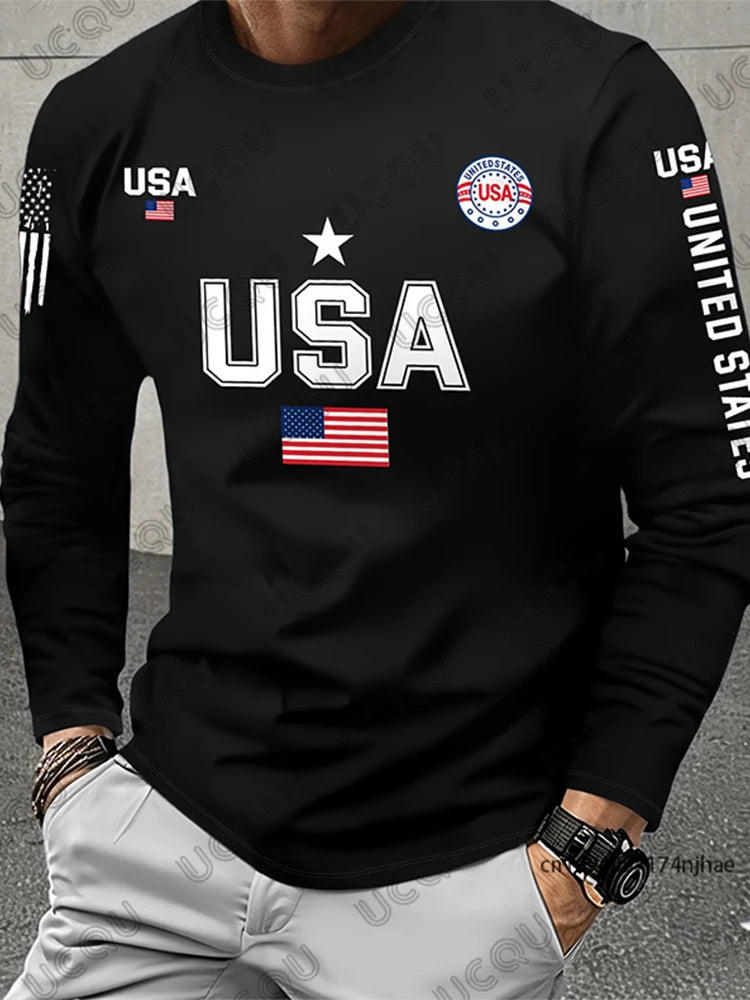 USA Flag Long Sleeve T-shirt
