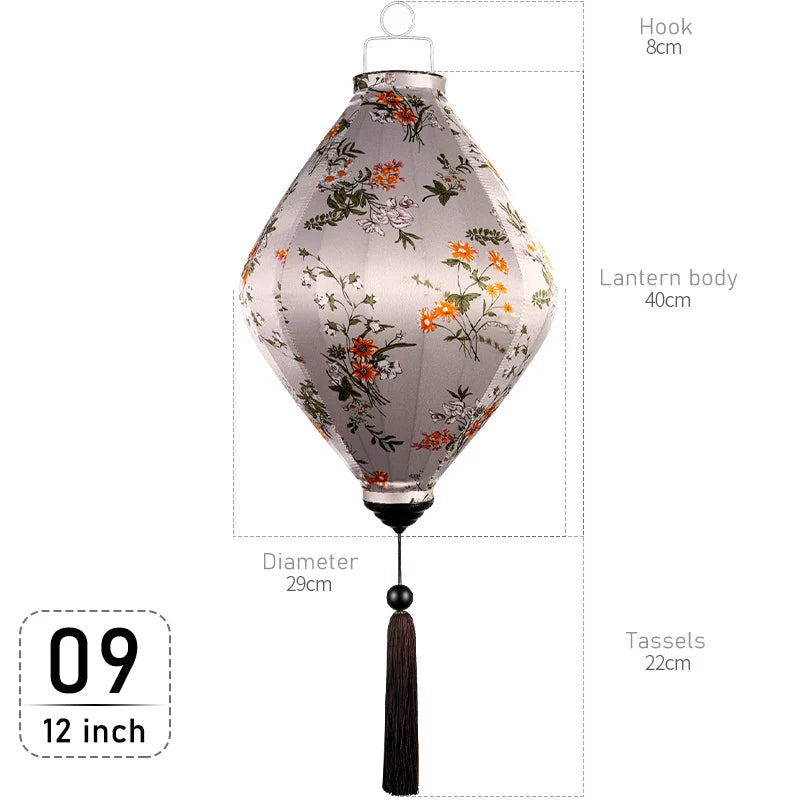 Chinese Floral Pattern Silk Lantern