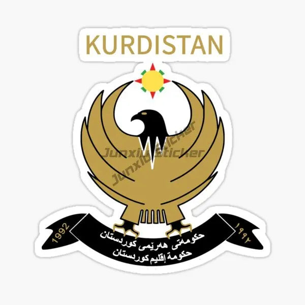 Kurdistan Map National Flag and Emblem Sticker