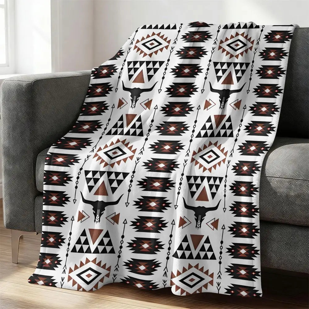 Southwestern Geometric Flannel Blanket Native American