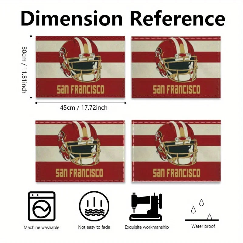 4PC San Francisco 49ers Placemats - Dining & Party Decor