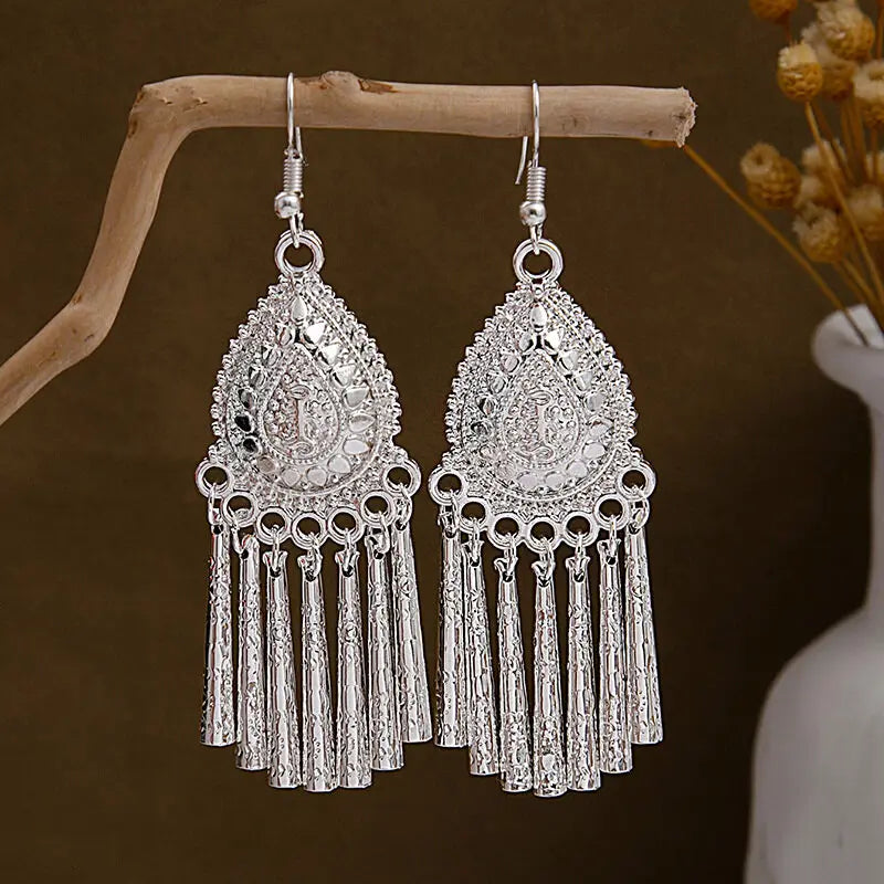 Ethnic Tibetan Silver Color Earrings