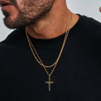 Jesus Cross 18k Gold Plated Stainless Steel Pendant Necklace