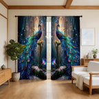 peacock pattern printed curtains with pole bag design