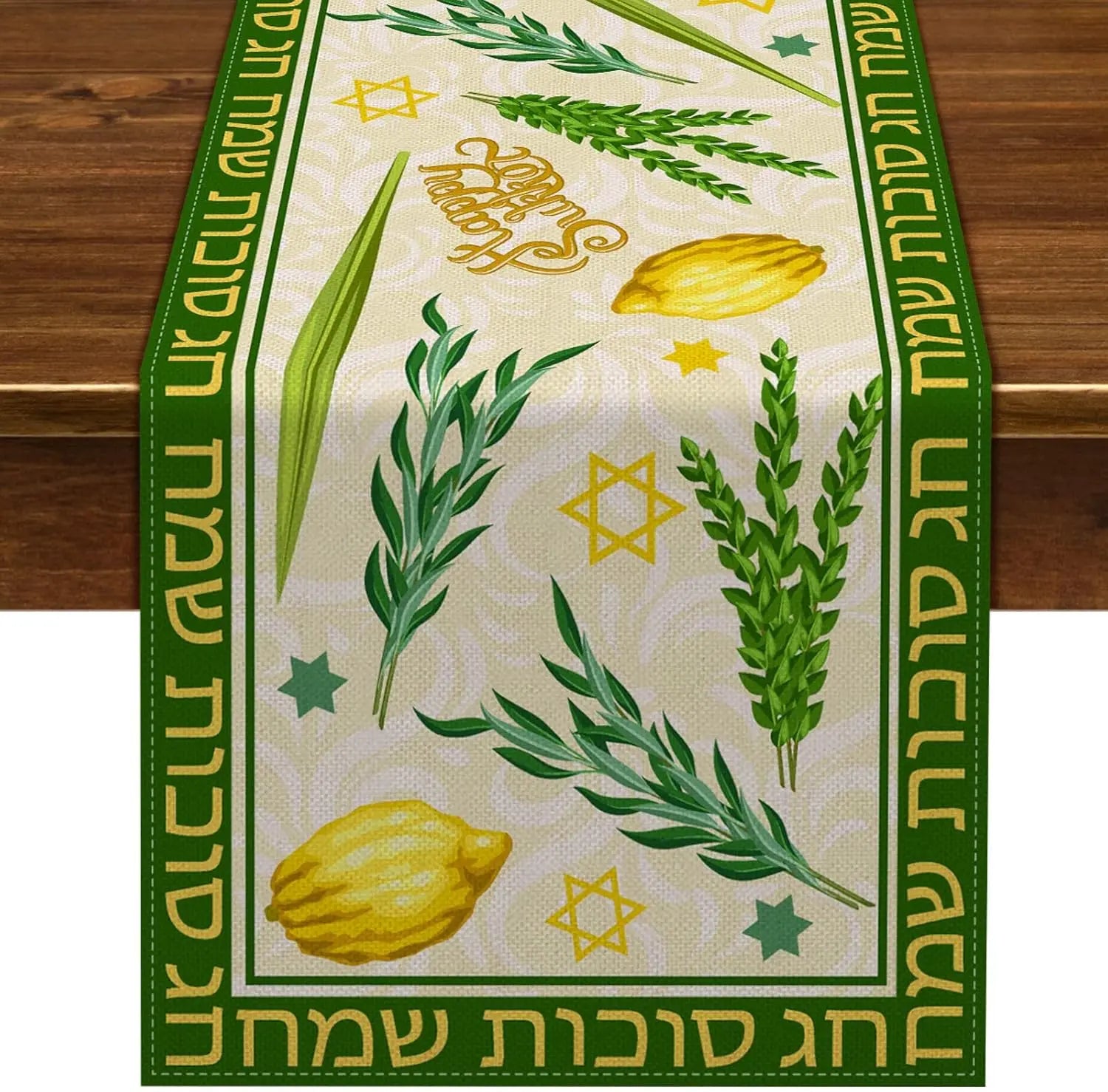 Happy Sukkot Linen Table Jewish Festival Party Decor