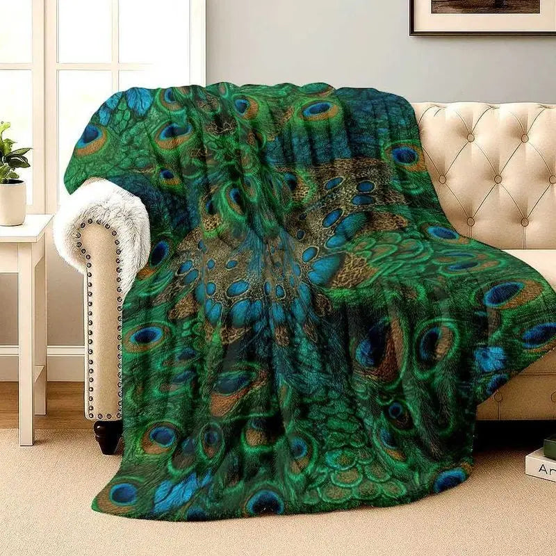 Peacock Flannel Throw