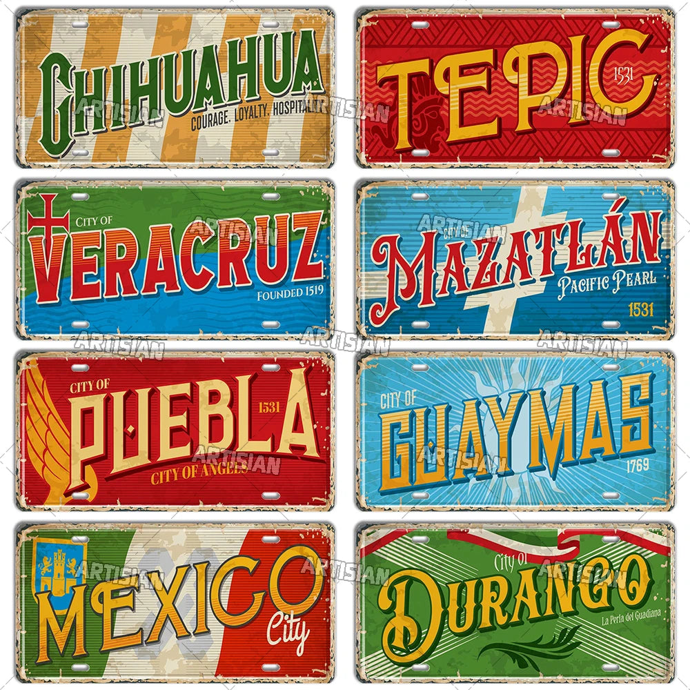 Artisian MEXICO License Plate