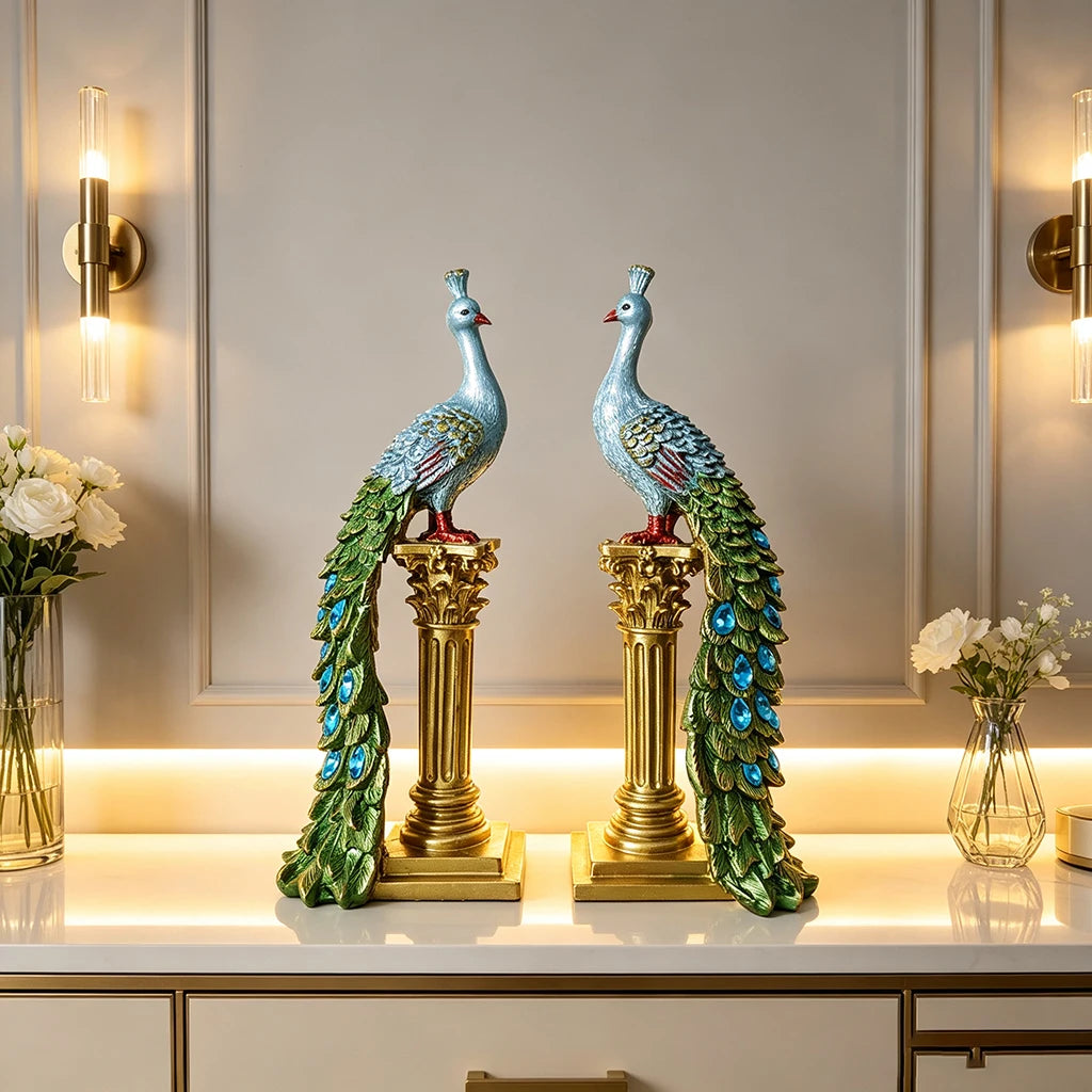 Luxury Couple Peacock Statue Sculpture