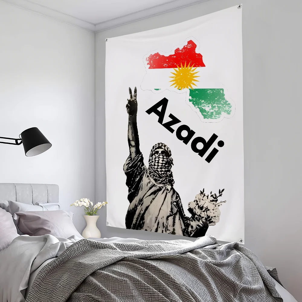 Kurdistan Eagle Map Azadi Flag