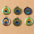 10pcs Enamel Peacock Feather