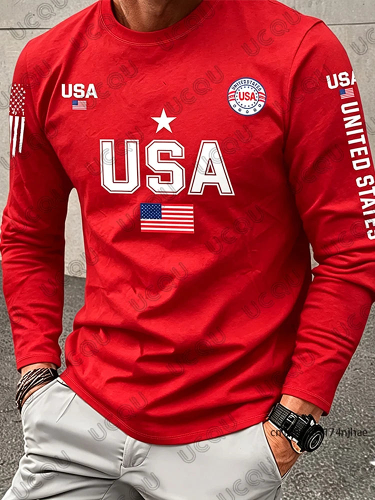 USA Flag Long Sleeve T-shirt