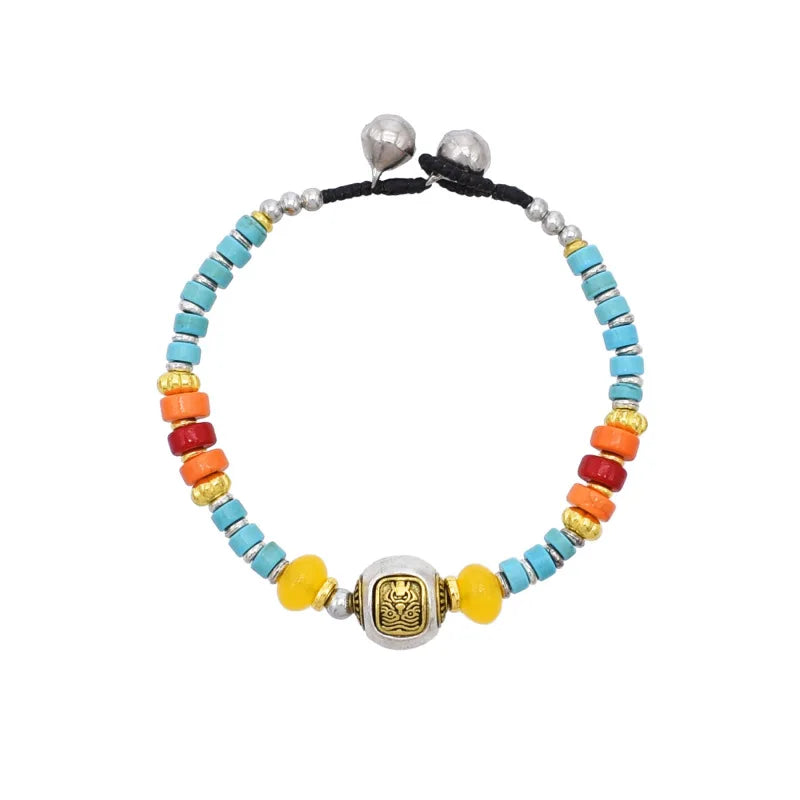 Vintage Tibetan Ethnic Colorful Stone Bead Bracelet