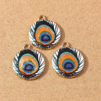 10pcs Enamel Peacock Feather