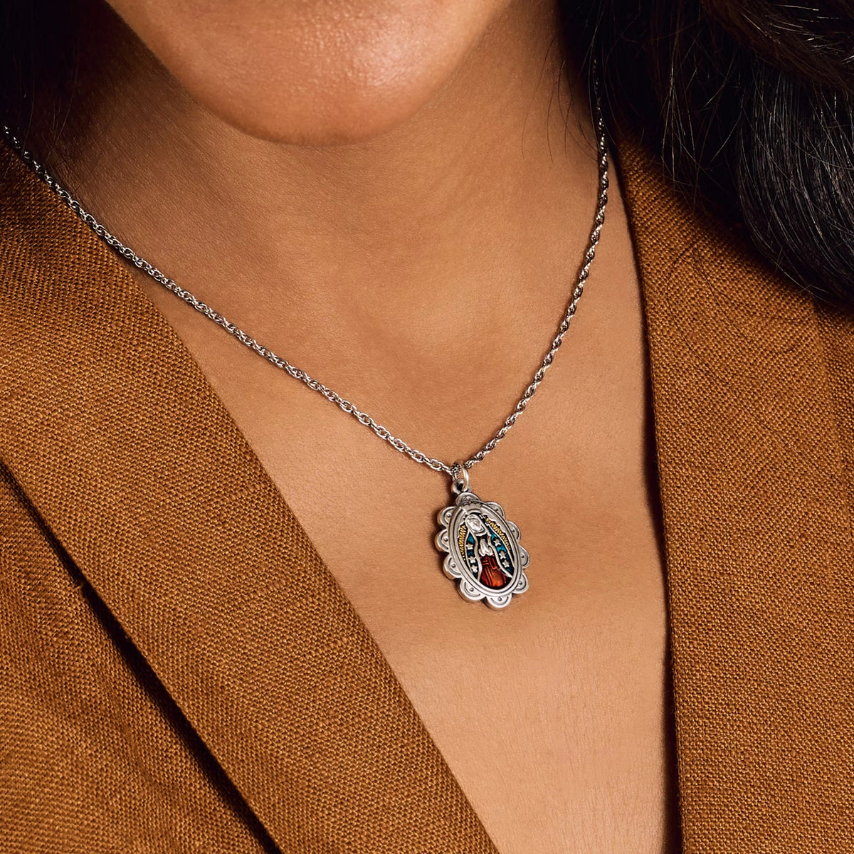 Sterling silver Enamel Virgin of Guadalupe Charm