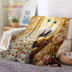 Cute Dream Birds Parrot Peacock Cartoon Soft Flannel Blanket