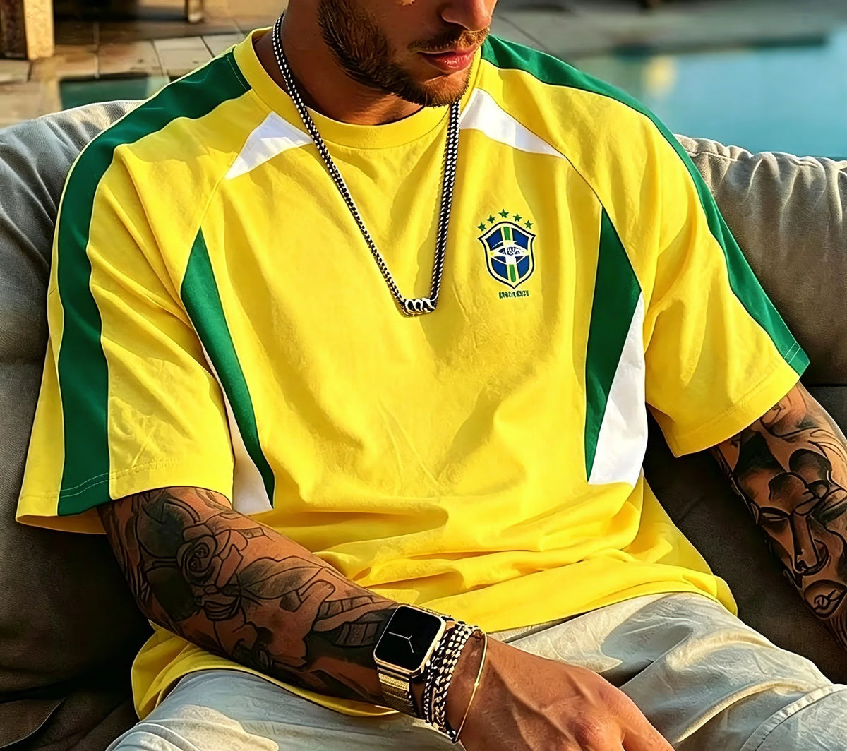 Brazil Color Block Tee Quick-Dry Top