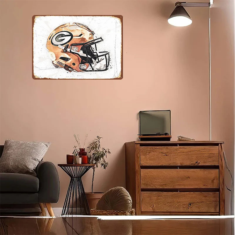 Green Bay Packers Helmet Personalized 3D Textured Metal Poster