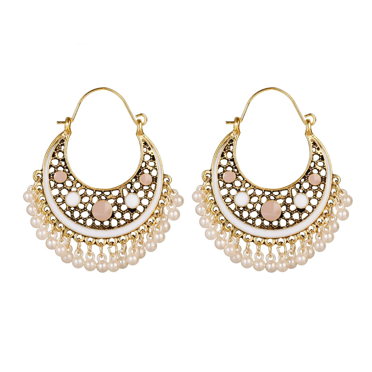 Boho Gold Color Beads Tassel Earring
