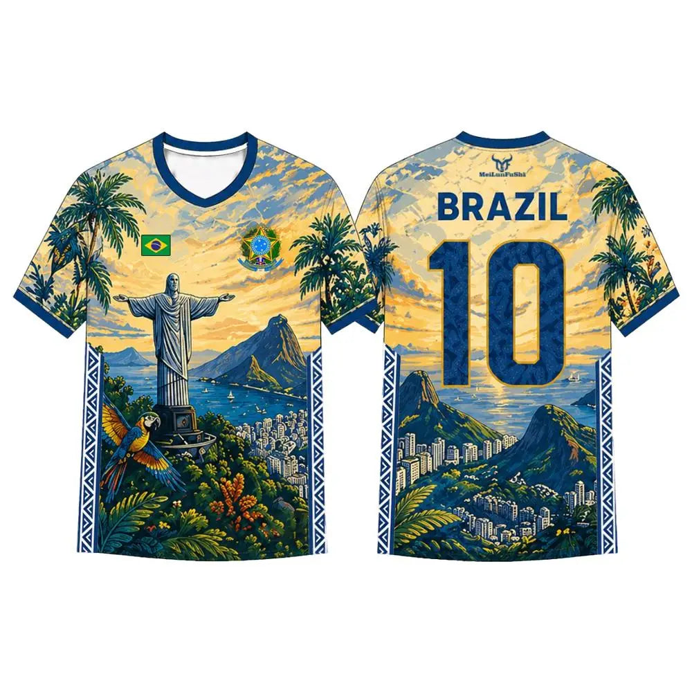 Brazil Flag Printed Jersey Tee Shirt