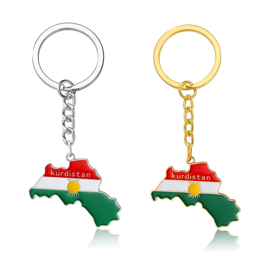 Kurdistan Flag Keychain Stainless Steel