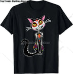 Cute Sugar Skull Cat Dia De Los Muertos Day of The Dead T-Shirt Mexican