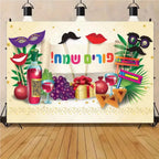 Happy Purim Rosh Hashanah Theme Backdrop Jewish New Year Party