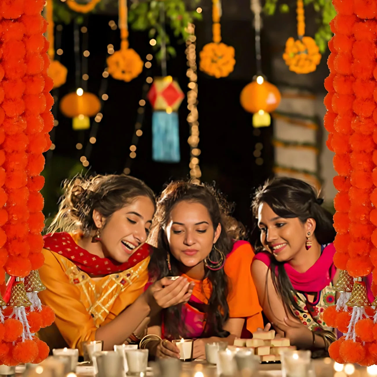 Marigold Flower Garland for Decoration Diwali Pooja Day of The Dead Mexican