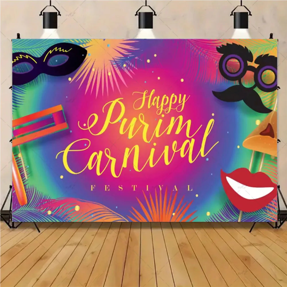 Happy Purim Rosh Hashanah Theme Backdrop Jewish New Year Party
