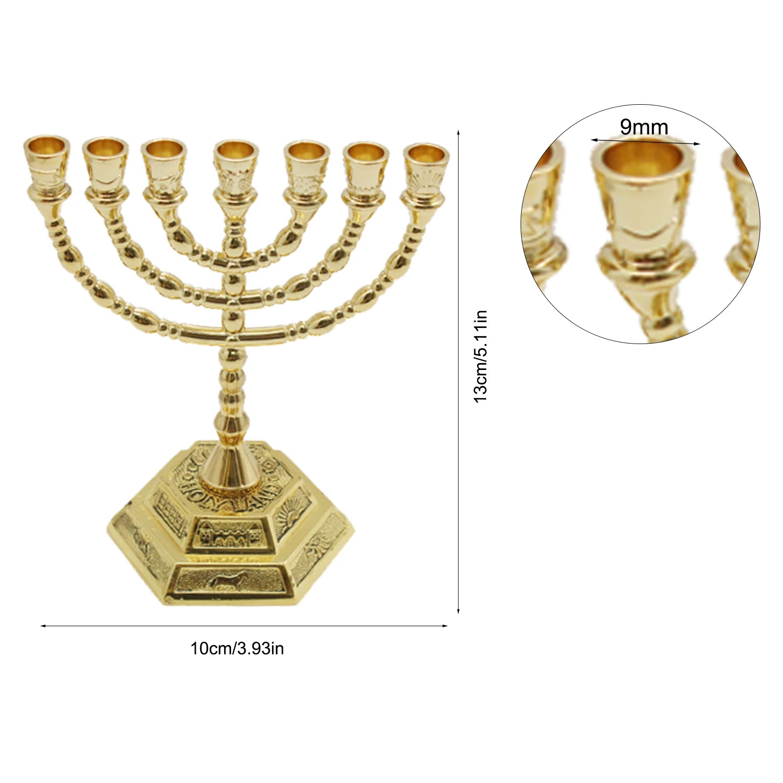 7 Branch Menorah Candle Holder Jerusalem