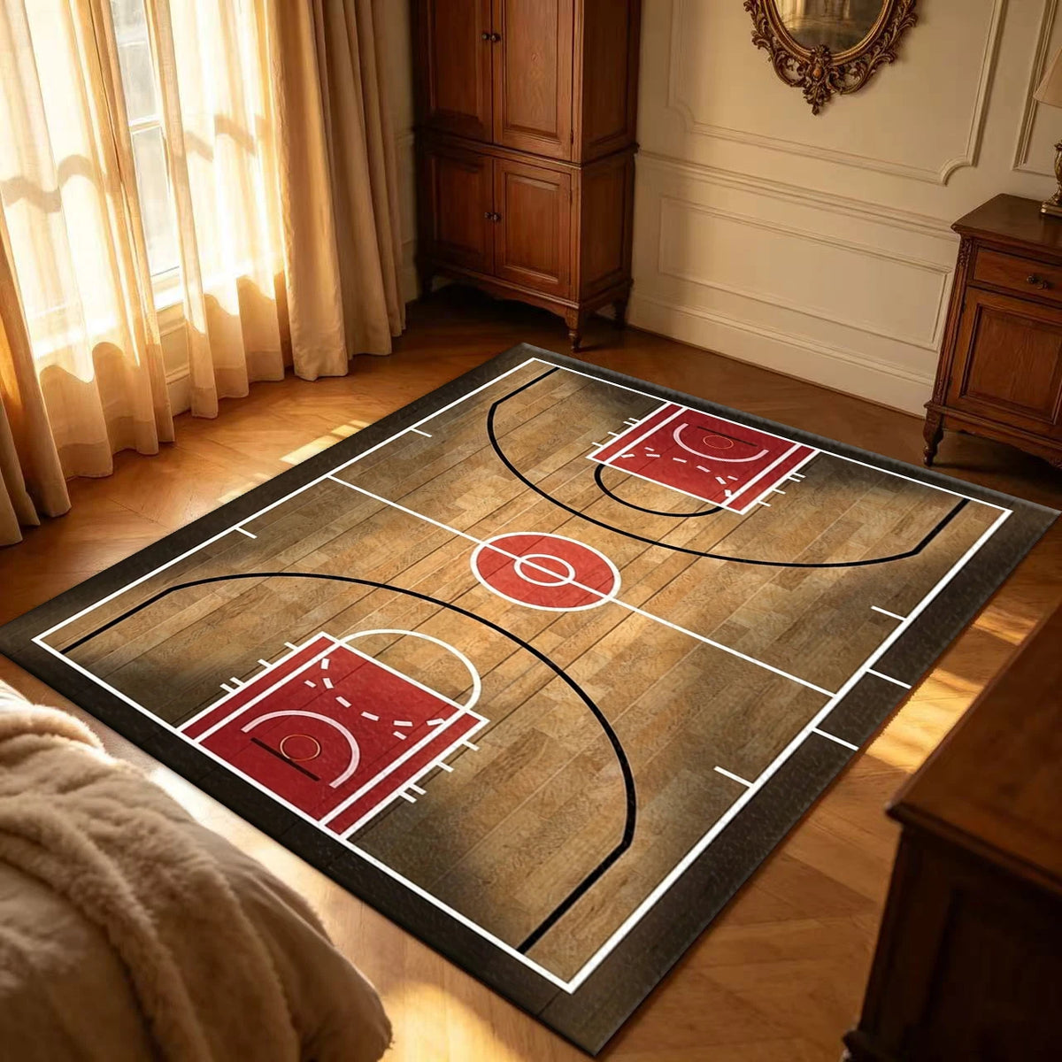 Basketball Court Pattern Area Rug