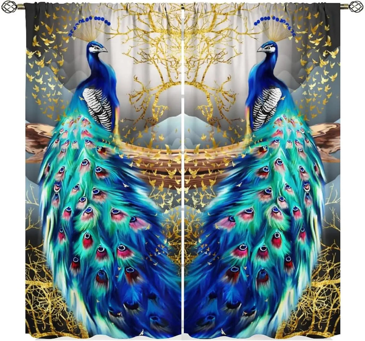 Blue Peacock Curtains