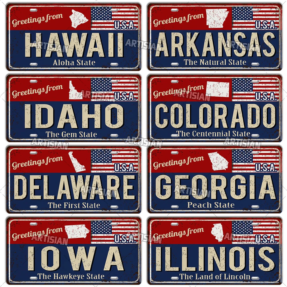 Greeting from USA States Landmark License Plate