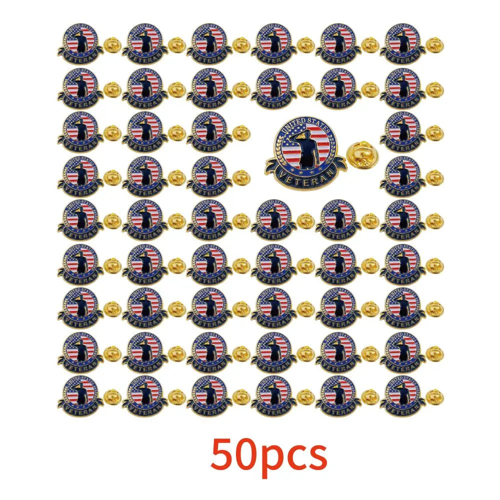 5/10/50/100 Pcs US Veteran Pins– Patriotic American Flag