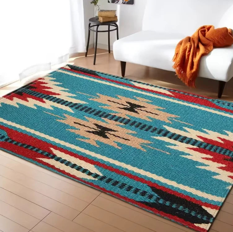 Living Room Rug Indian Tribal Geometric Theme Carpet