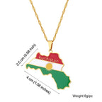 Kurdistan Map Flag Pendant Necklace