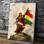 ملصق خريطة العلم الكردي، ديكور منزلي لغرفة النوم والحانة والردهة، طباعة فنية لاصقة على الحائط، ديكور جمالي