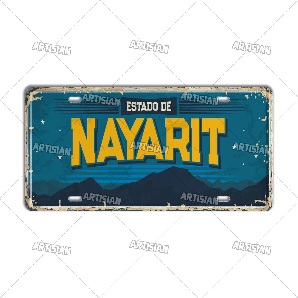 Artisian MEXICO License Plate