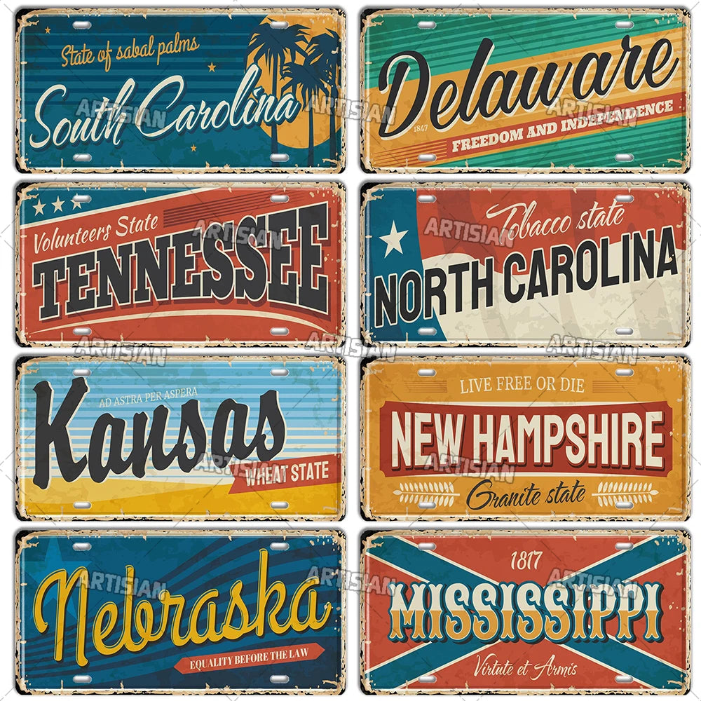 USA License Plate Landmark Metal