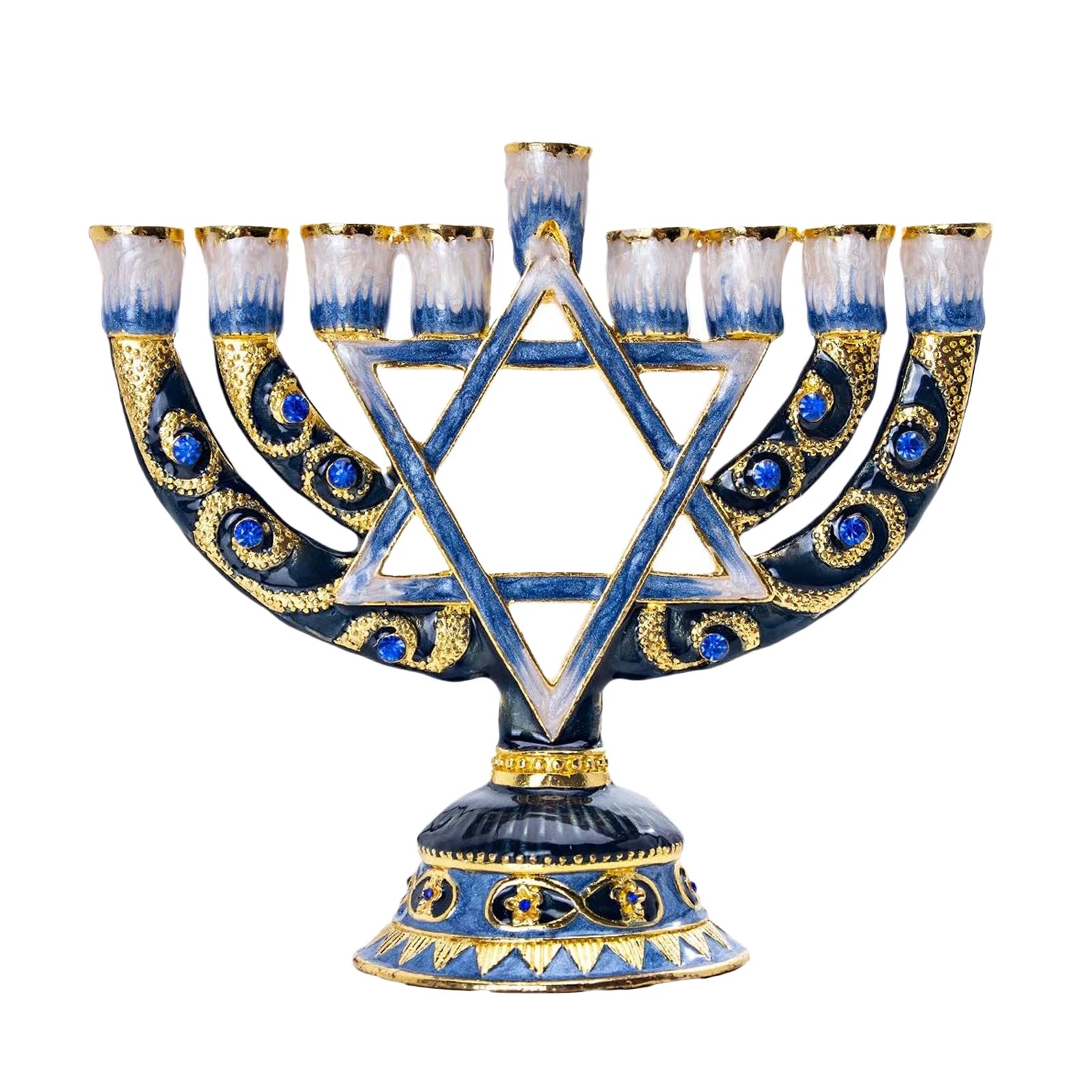 Blue Candlesticks for Hanukkah Menorah Candle Holder