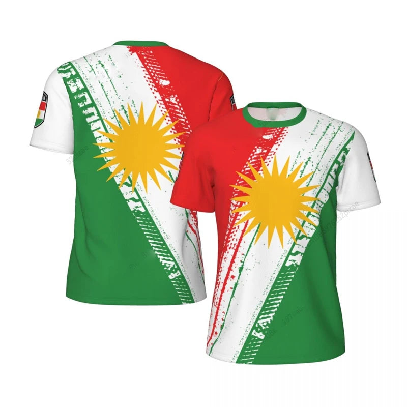 Kurdish Flag Print T-shirt For Men Football Sport