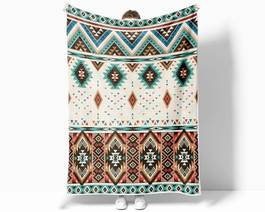Aztec Throw Blankets, Southwestern Native Tribal Navajo