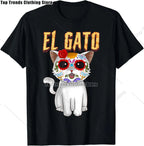 Cute Sugar Skull Cat Dia De Los Muertos Day of The Dead T-Shirt Mexican