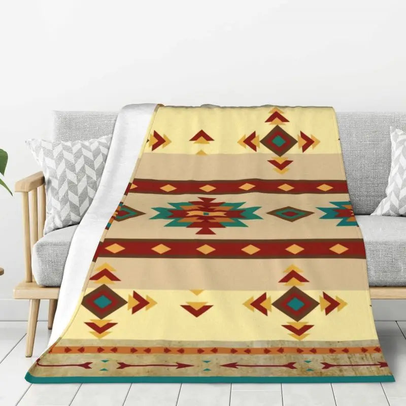 Native American Navajo Boho Aztec Pattern Blanket