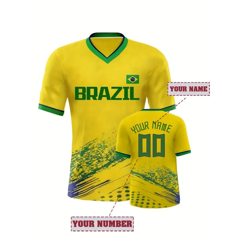 Brazil Football Pattern Tee Shirt