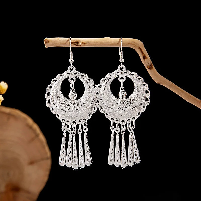 Ethnic Tibetan Silver Color Earrings