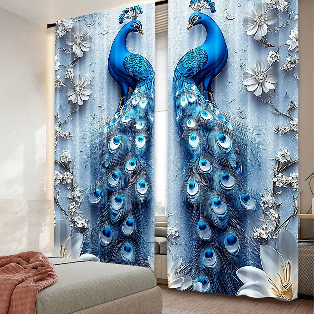 Gothic Blue Peacock Curtain