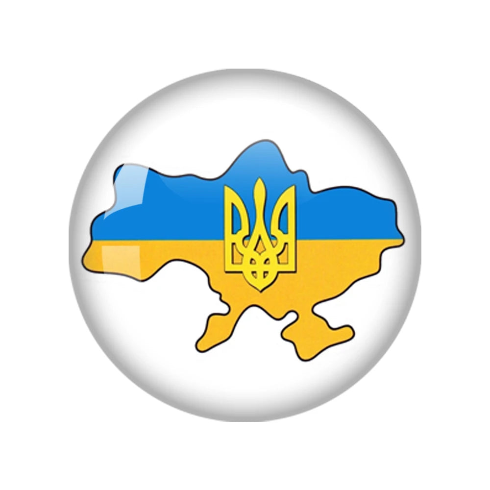 Ukrainian Flag Photo Round Glass