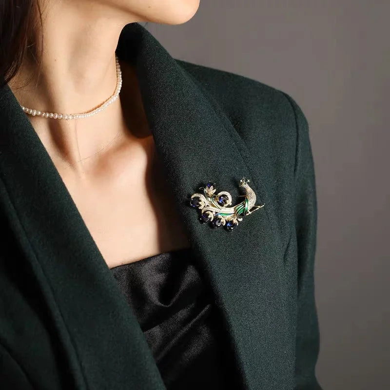 Luxury and fashionable peacock pin