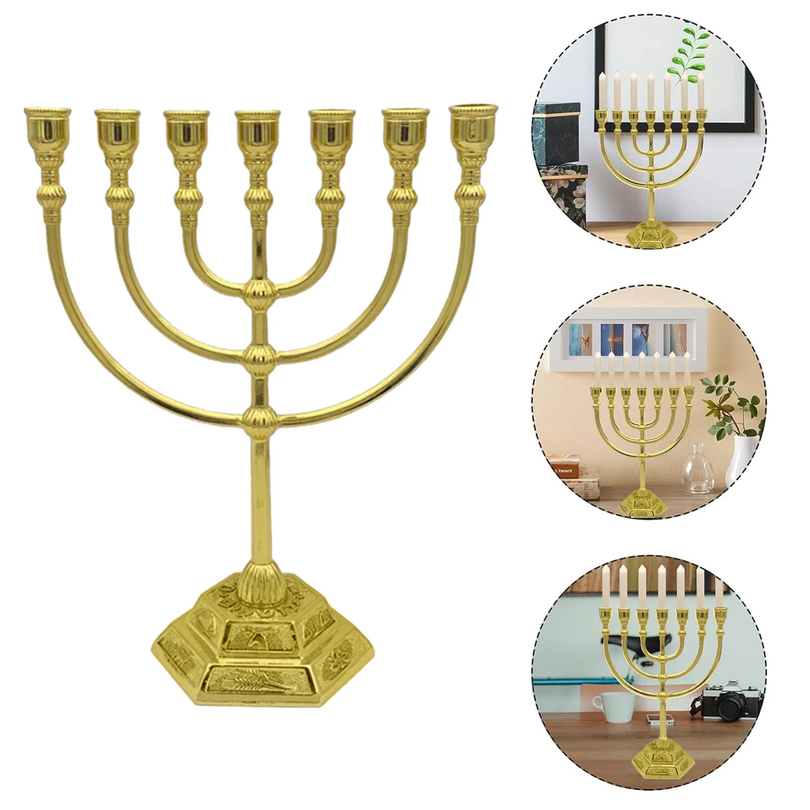 7 Branch Menorah Candle Holder Jerusalem